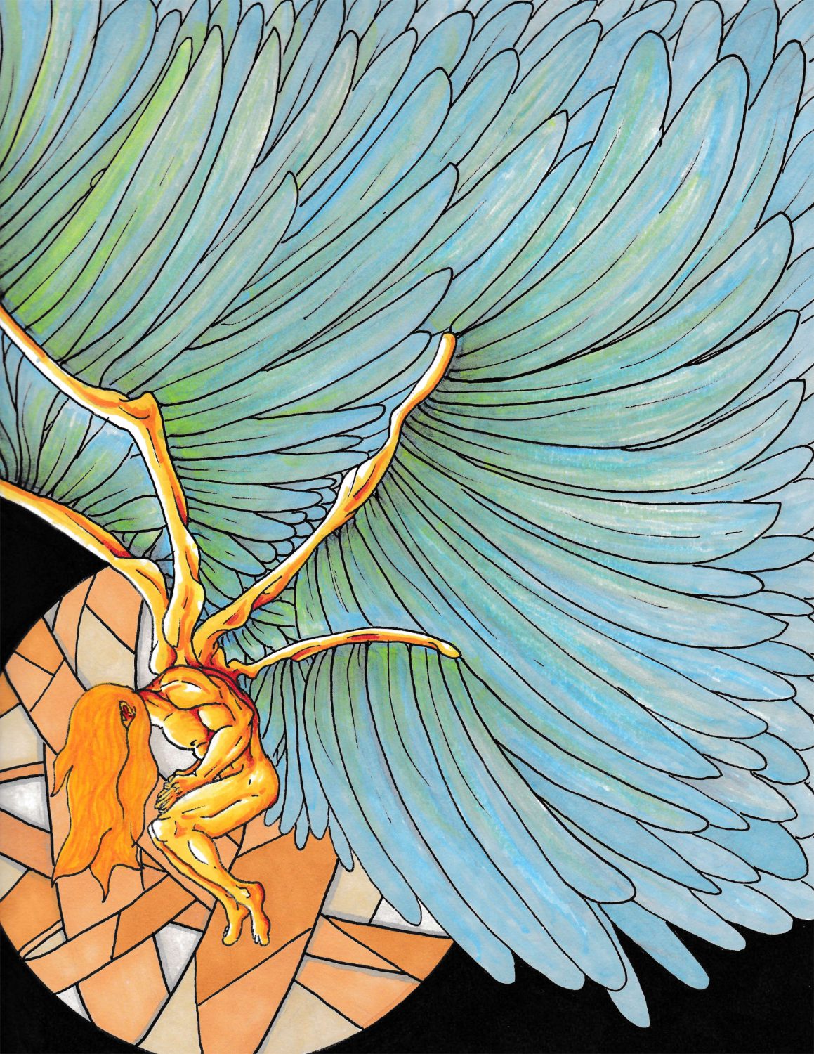 Angel with Teal Blue Wings