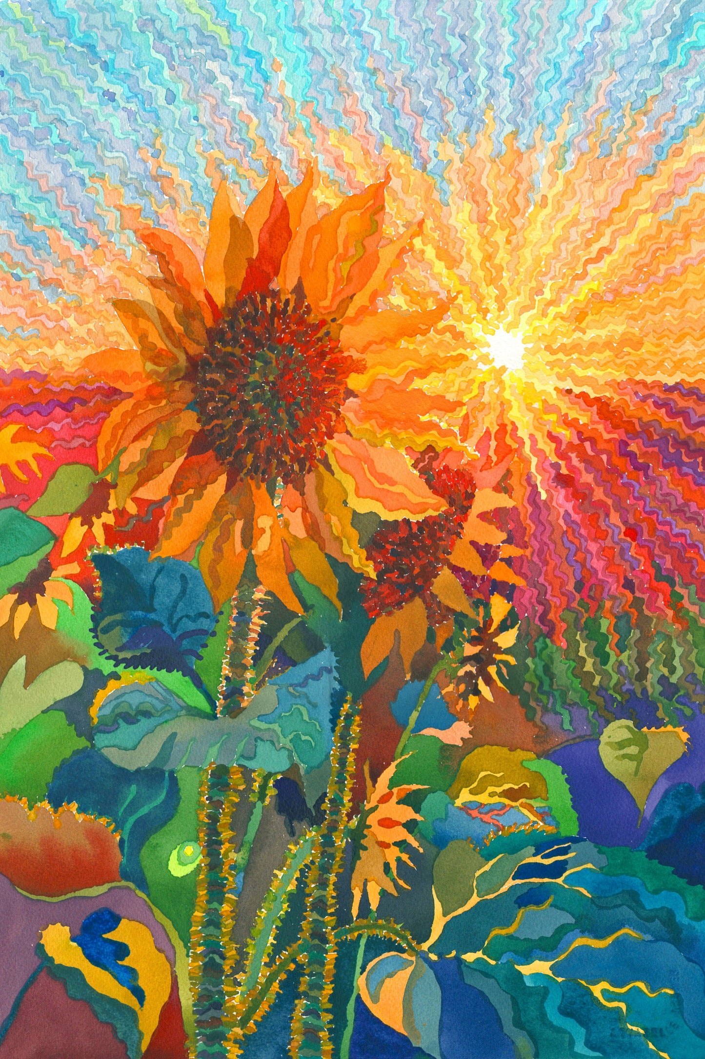 Sunflowers on the Sunset